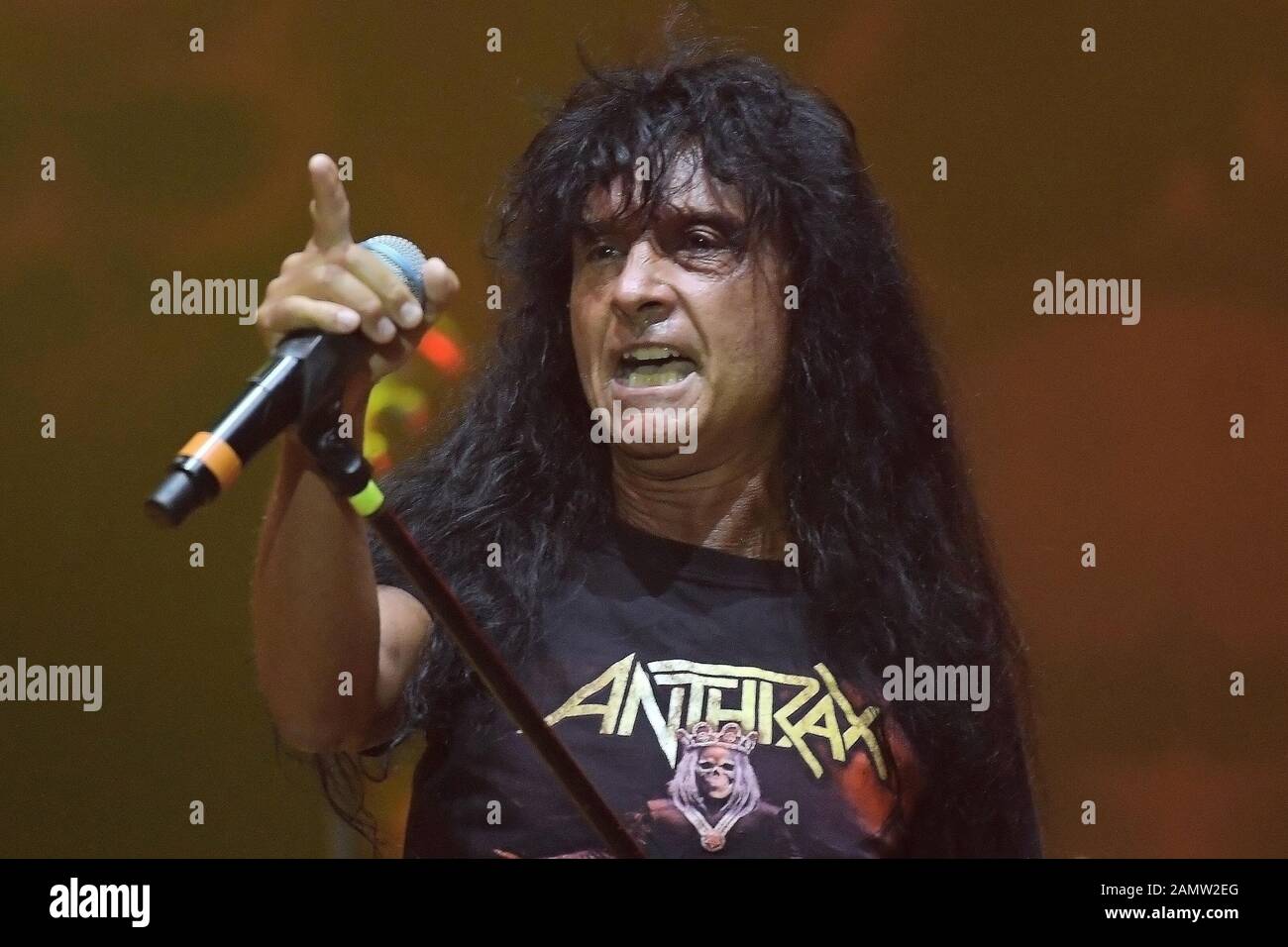 Rio de Janeiro, Brazil, October 4, 2019. Vocalist Joey Belladonna of