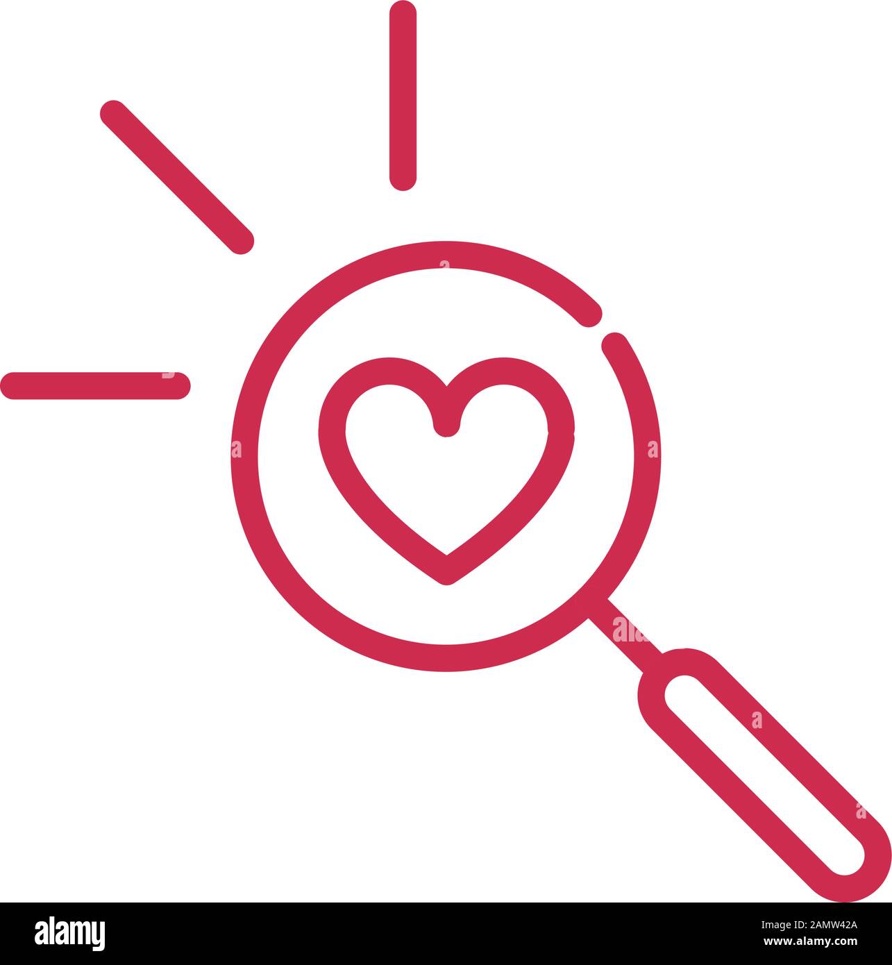 happy valentines day magnifier heart love romantic vector illustration ...