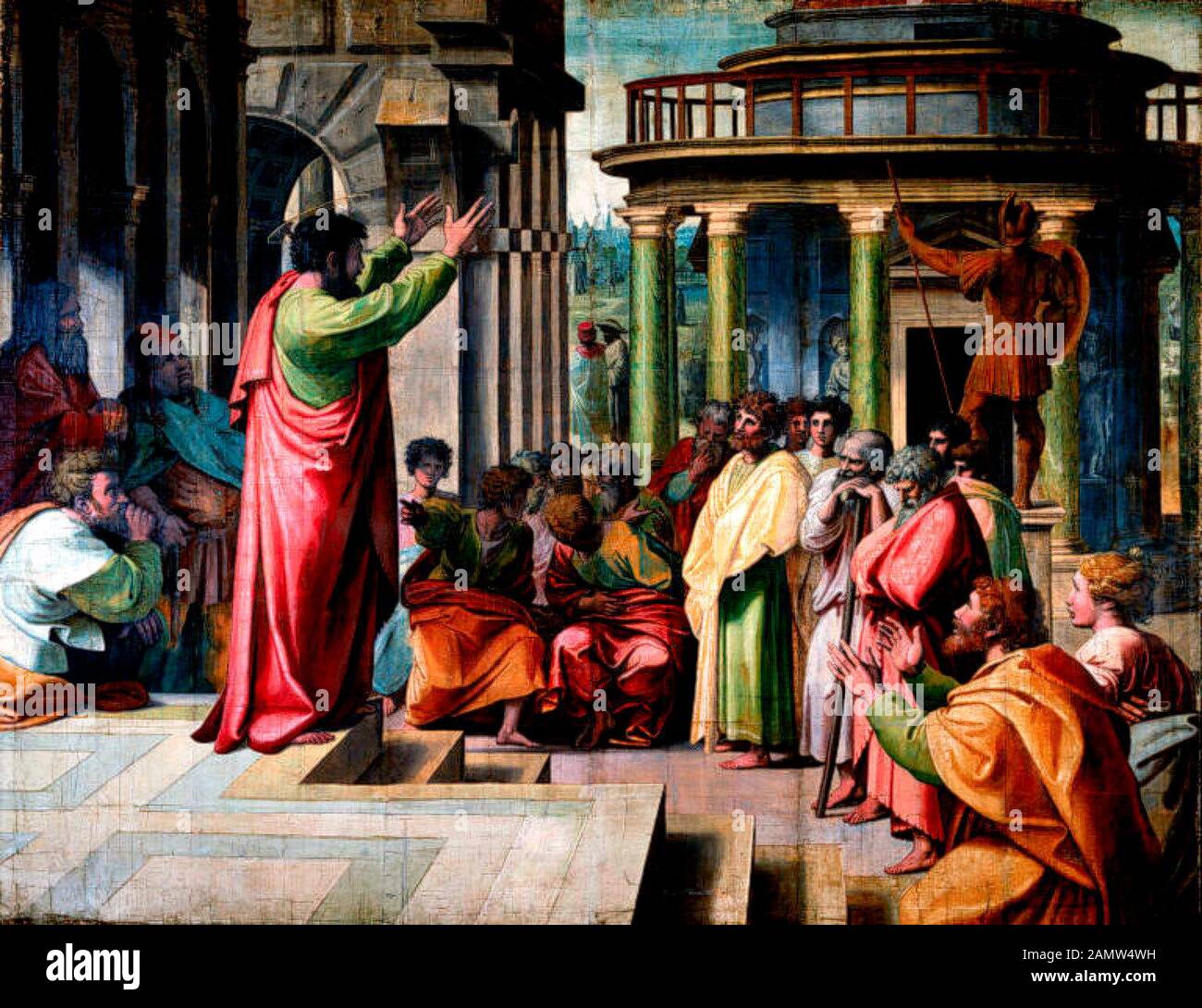 Saint Paul preaching - Raphael, 1515 Stock Photo