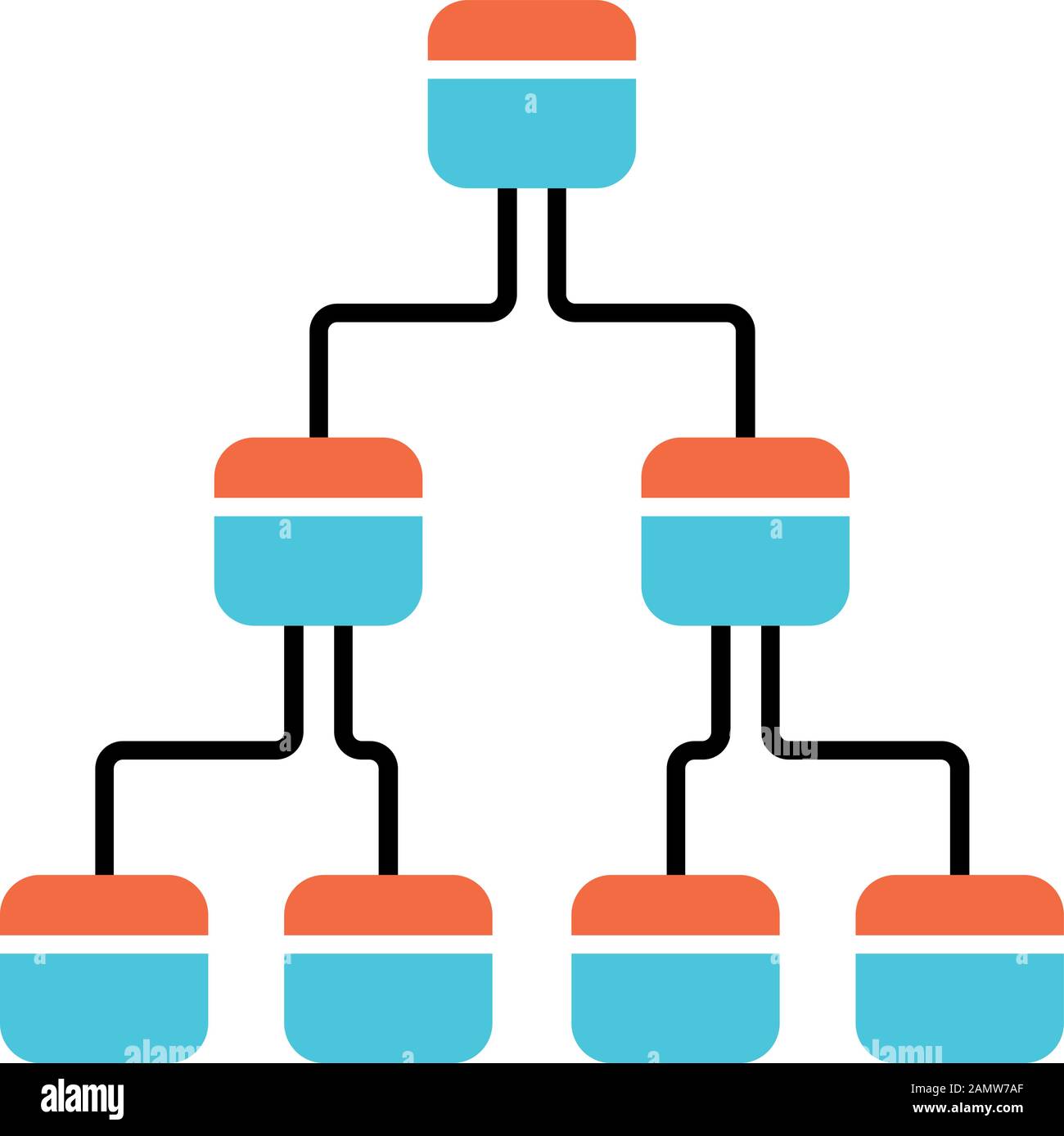 Tree diagram color icon. Hierarchical system. Node link diagram. Visual
