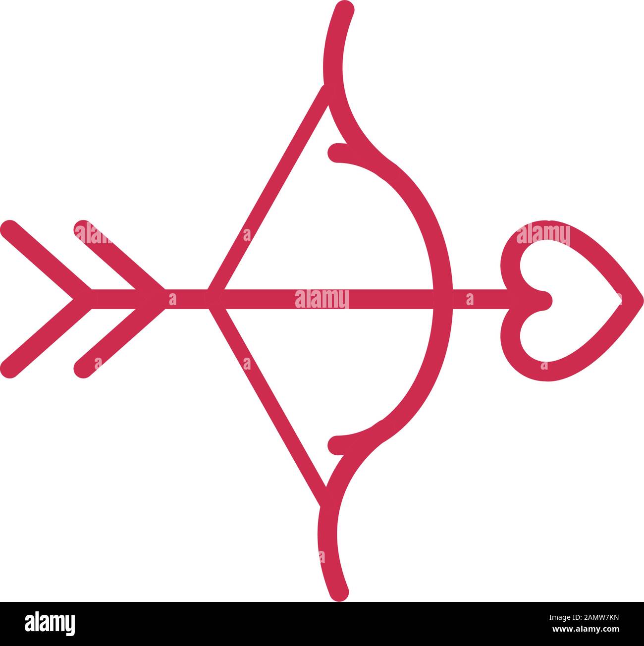 happy valentines day bow arrow head heart vector illustration red line ...