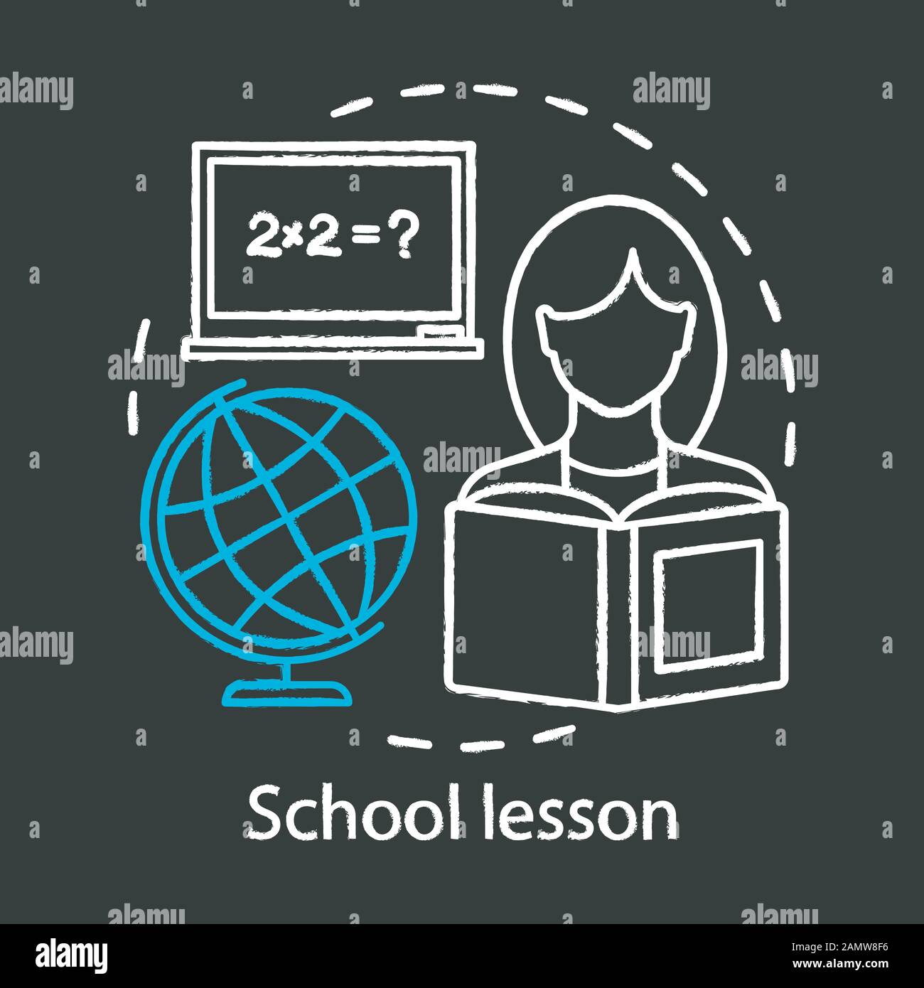 School lesson, learning process chalk concept icon. Knowledge gaining ...