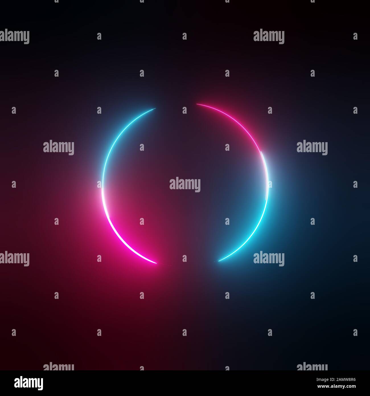 Neon light circle frame on dark background. 3D illustration Stock Photo ...