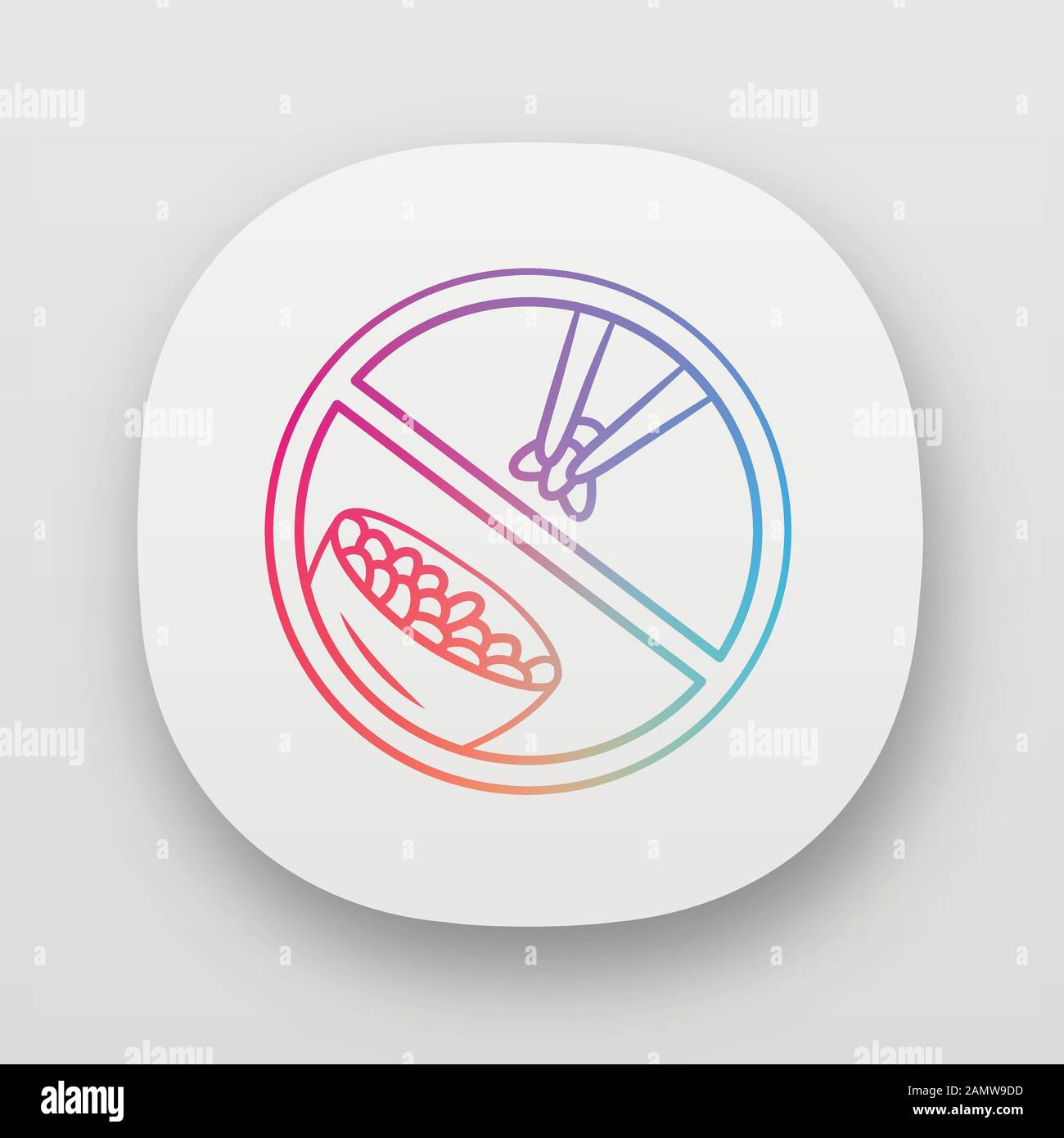 No rice app icon. No carbs dish label. Low calories food UI/UX user ...