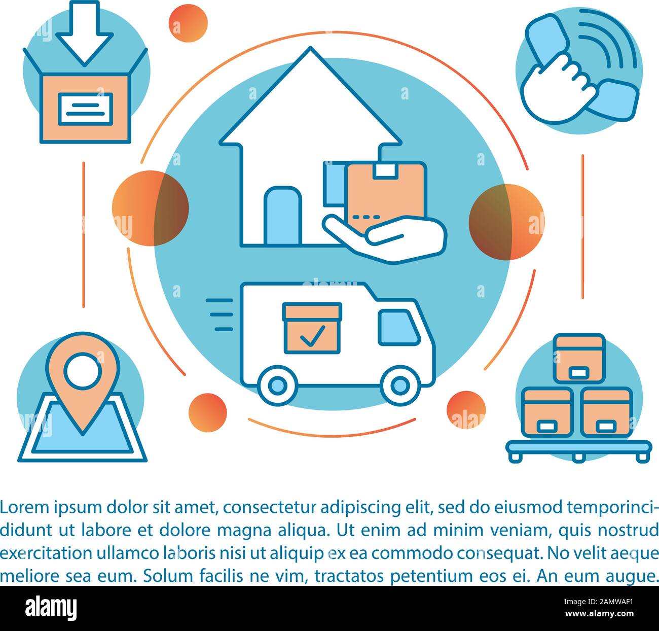 Moving Service Article Page Vector Template Delivery To Door Brochure Magazine Booklet Design Element With Linear Icons And Text Boxes Print Desi Stock Vector Image Art Alamy