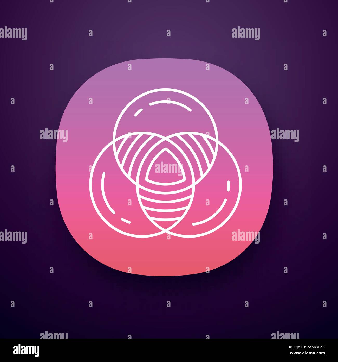 Venn diagram app icon. Primary diagram. Three overlapping closed ...