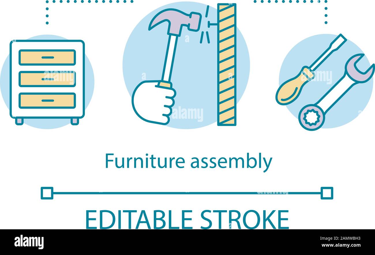 Furniture assembly concept icon. Service for home. Carpentry. Handyman