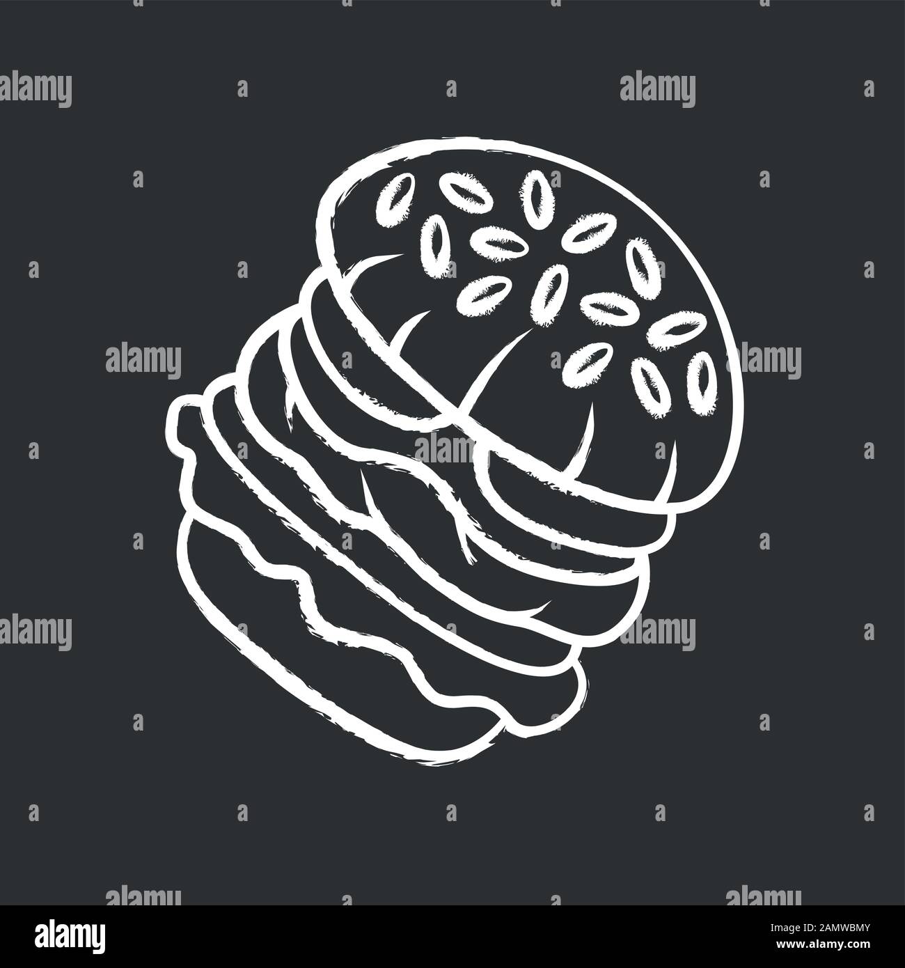 Burger chalk icon. Fast food cafe, restaurant, snack bar menu