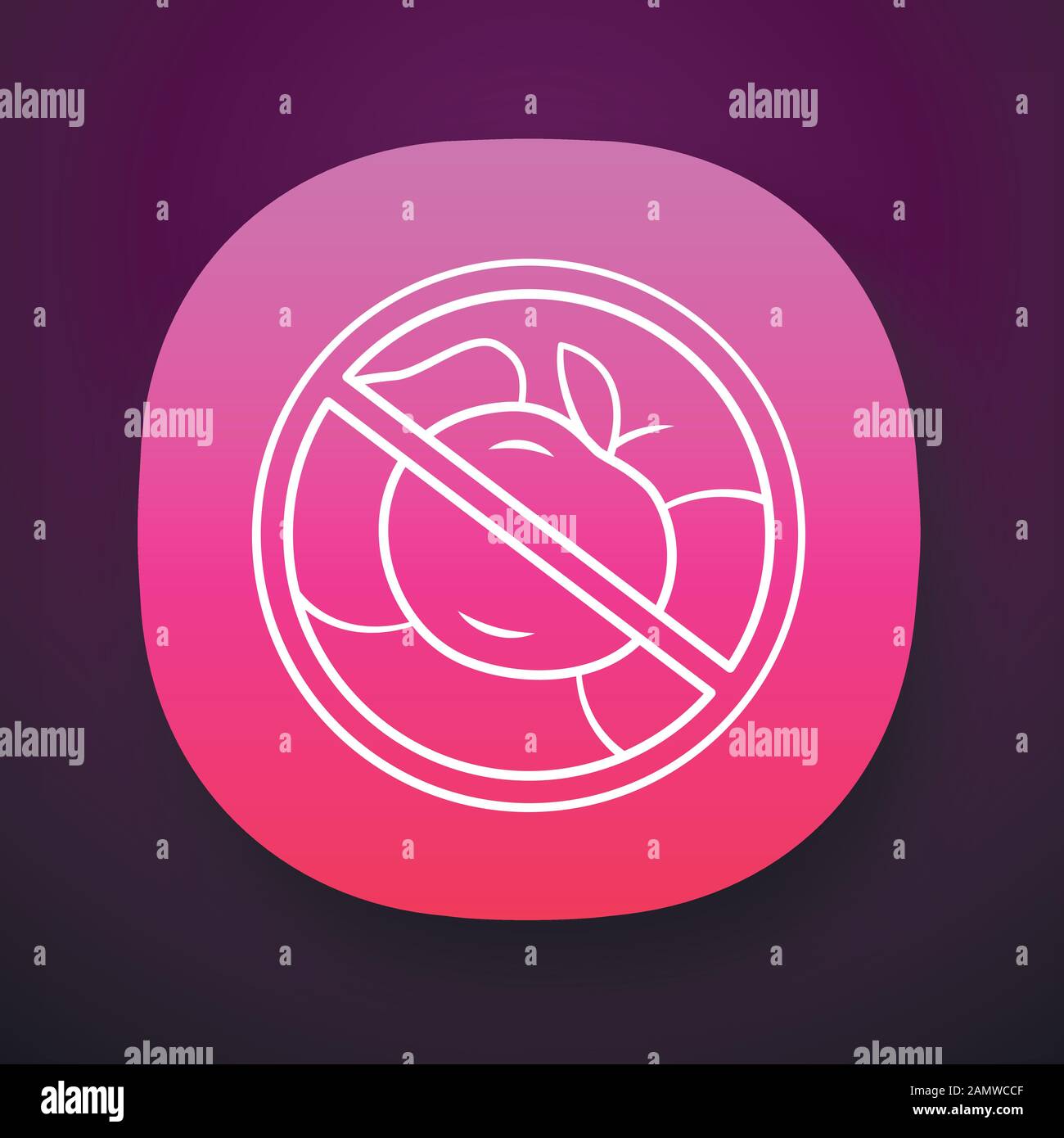 No fruit diet app icon. High fiber and vitamin containing product. UI ...