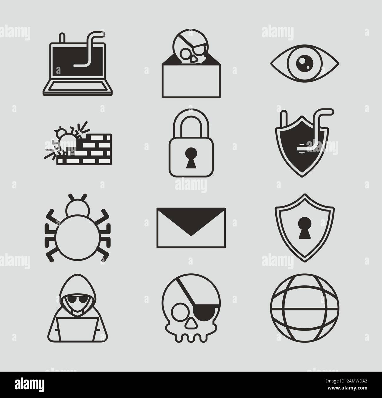 bundle of cyber security set icons Stock Vector Image & Art - Alamy