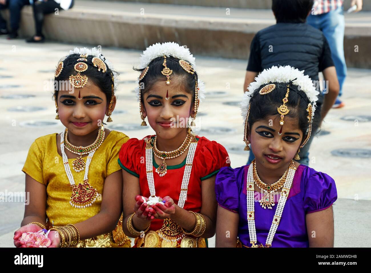 INDIAN CHILDREN IN CULTURAL COSTUMES Stock Photo