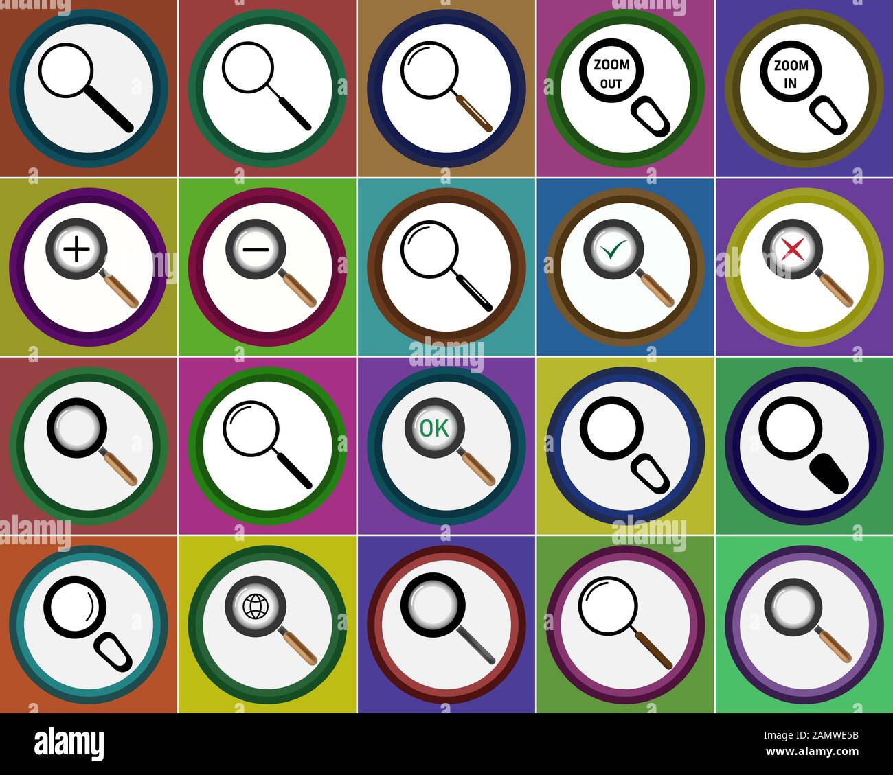 A large set of diverse magnifying glass Stock Vector Image & Art - Alamy