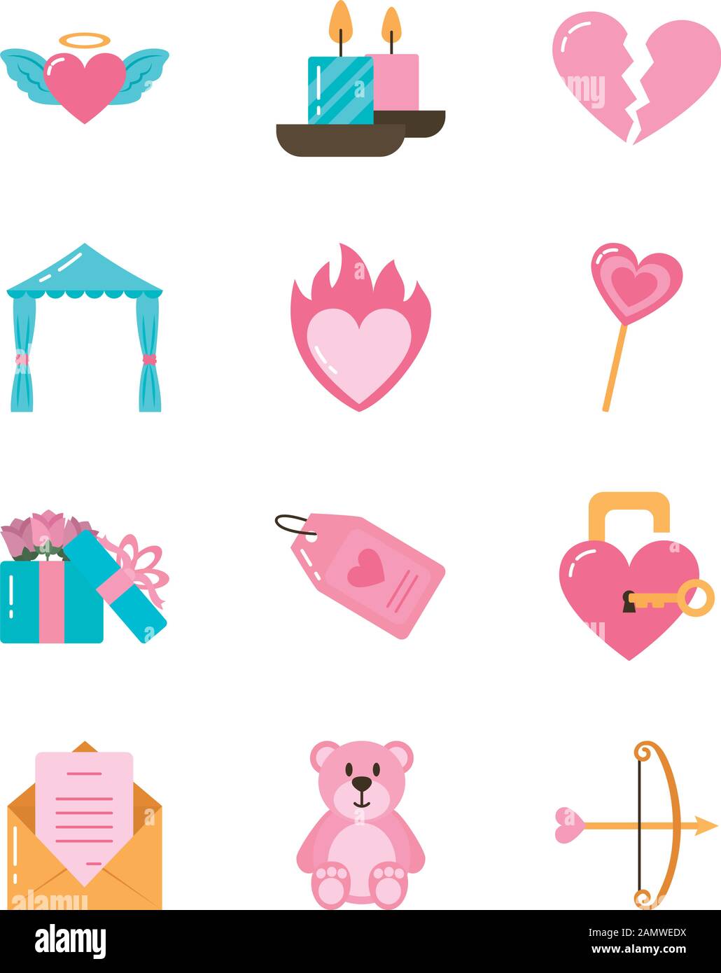 Love and valentines day icon set vector design Stock Vector