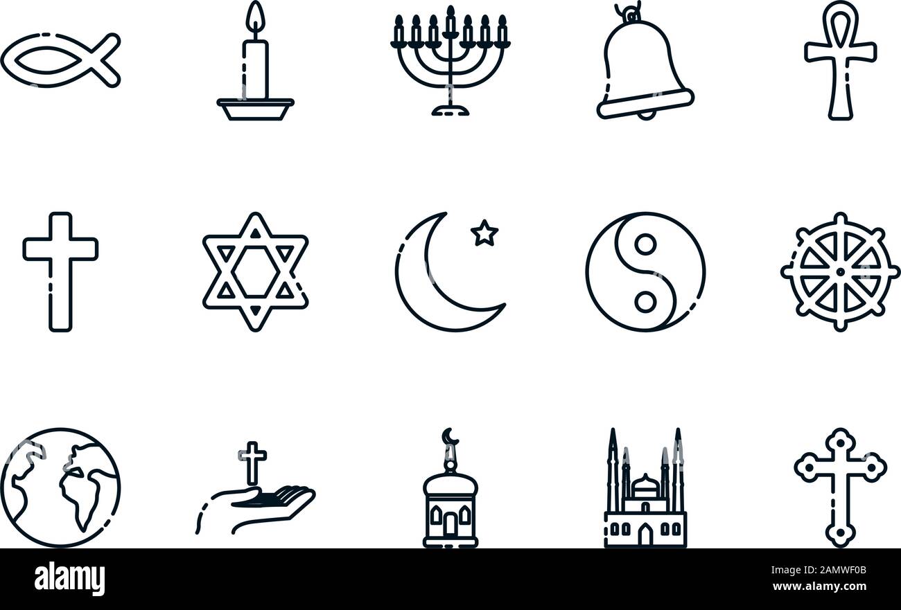 Icon set of world religious world symbols vector design Stock Vector