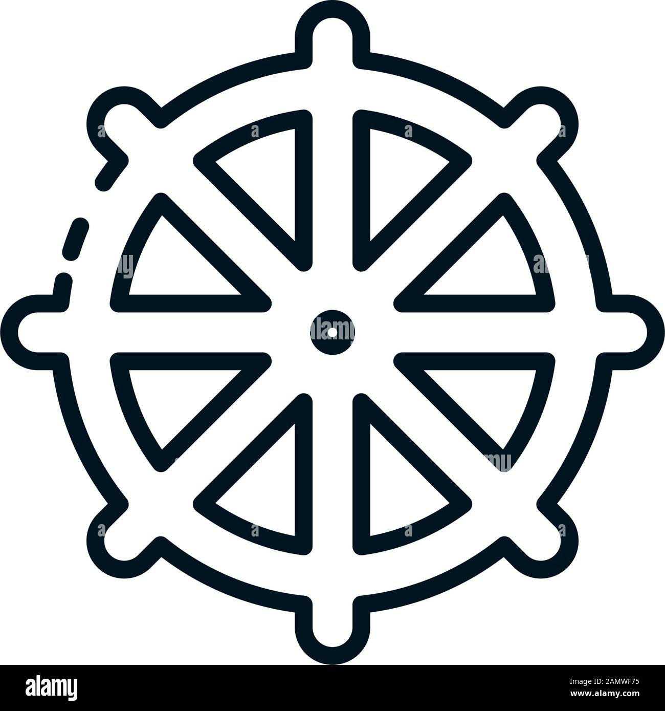 Buddhism wheel of dharma symbol vector design Stock Vector