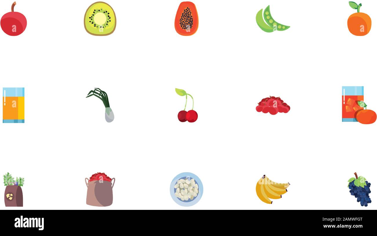 Icon set design, healthy organic food fresh natural market product ...