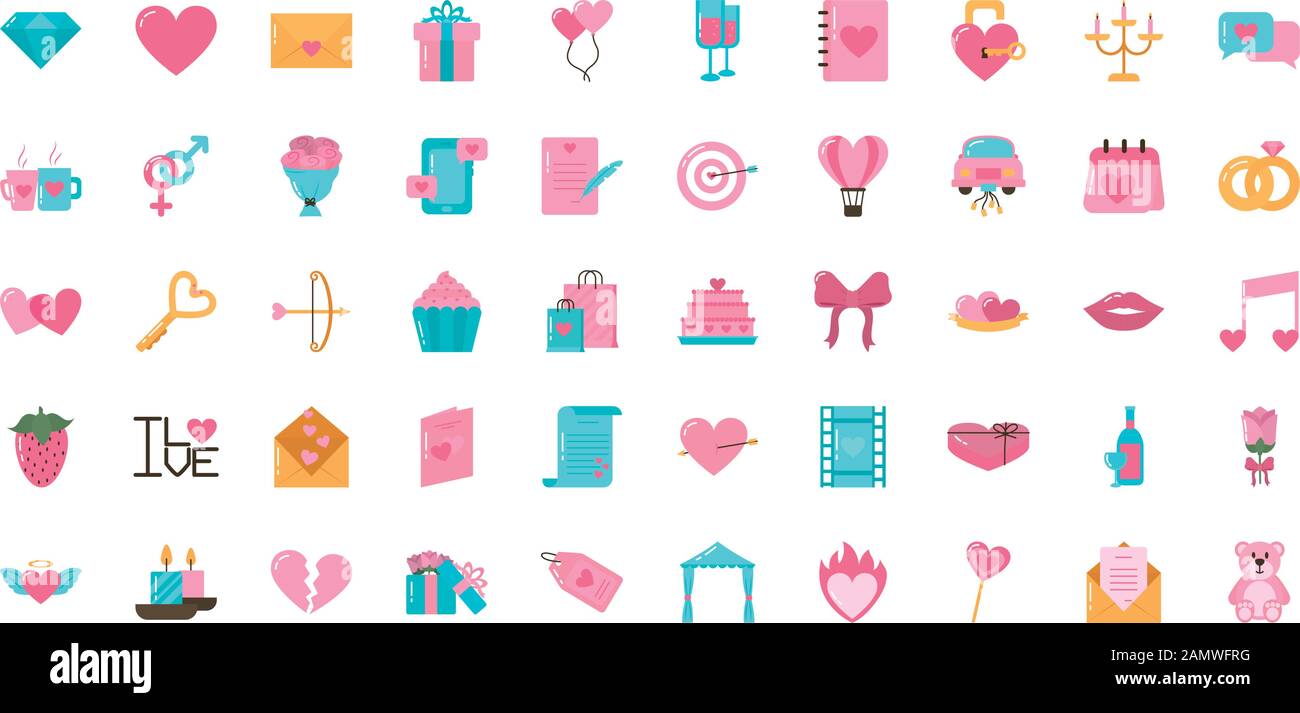 Love and valentines day icon set vector design Stock Vector Image & Art ...