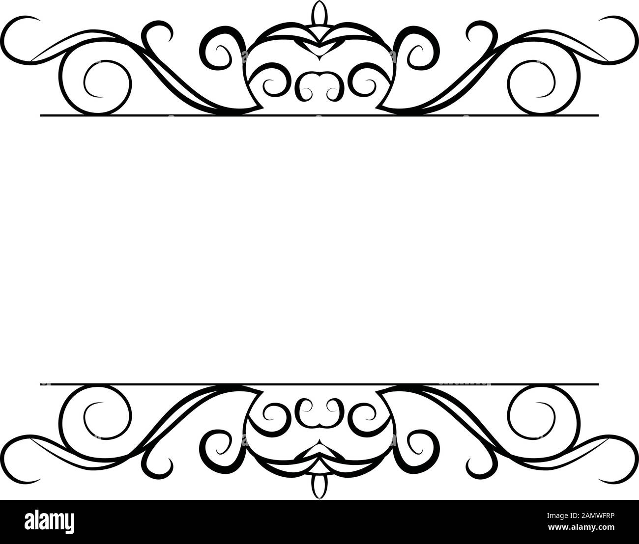 This is a illustration of Top and bottom antique pattern frame Stock ...