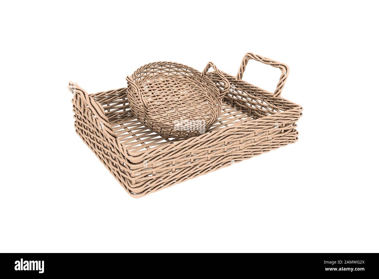 Square wooden basket, isolated on white background Stock Photo Alamy