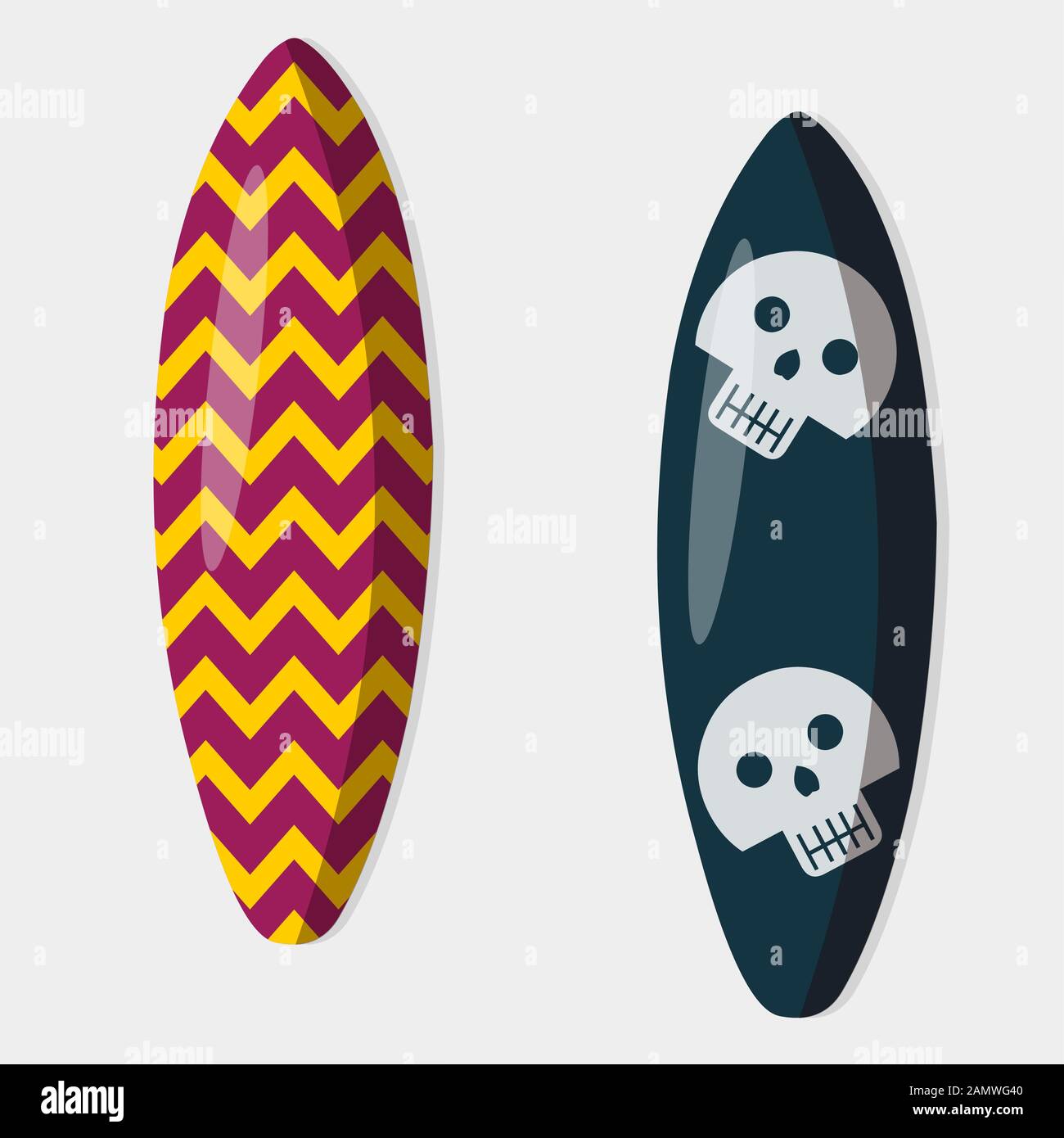 surfing board from top view isolated vector illustration Stock Vector