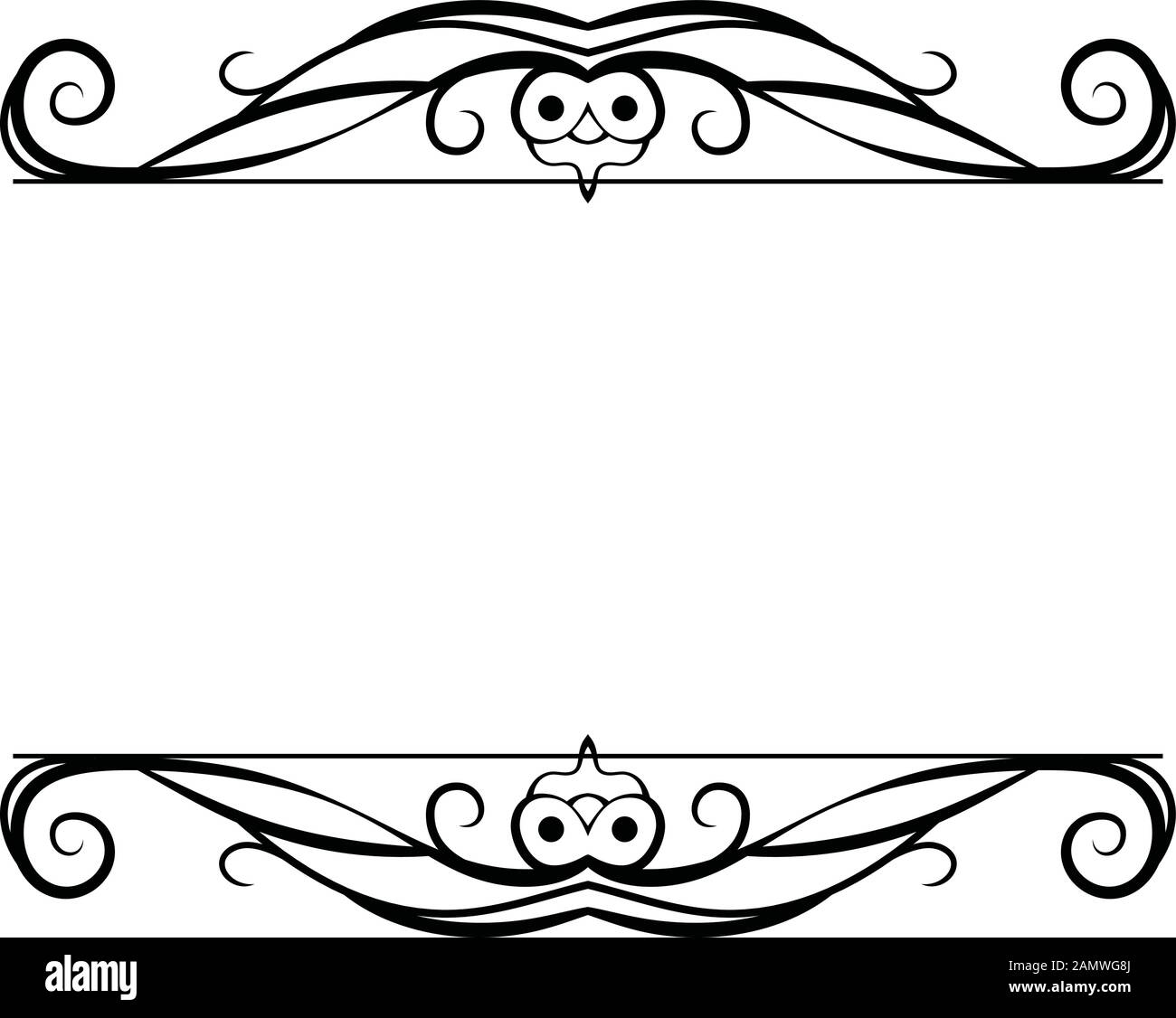 This is a illustration of Top and bottom antique pattern frame Stock ...