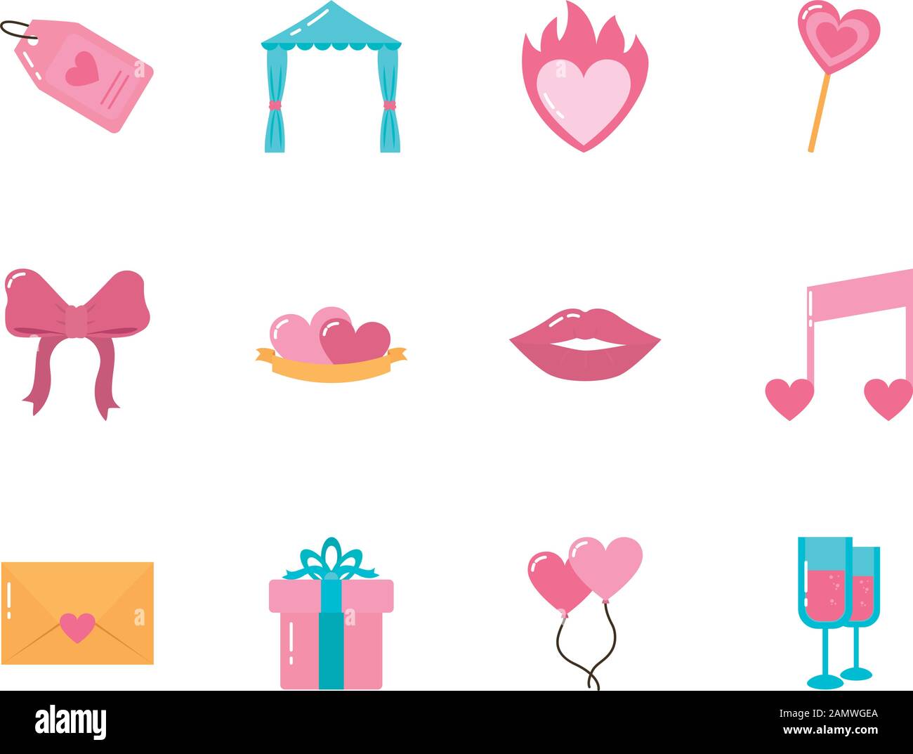 Love and valentines day icon set vector design Stock Vector