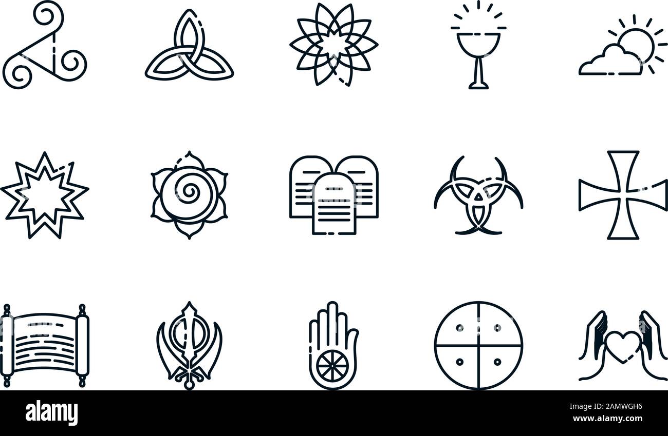 Icon set of world religious world symbols vector design Stock Vector