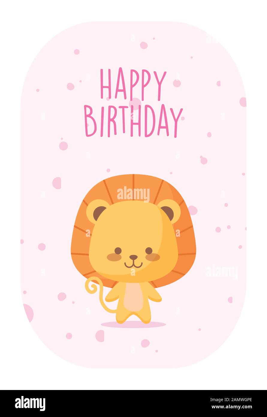 lion cartoon design, Happy birthday card celebration decoration ...