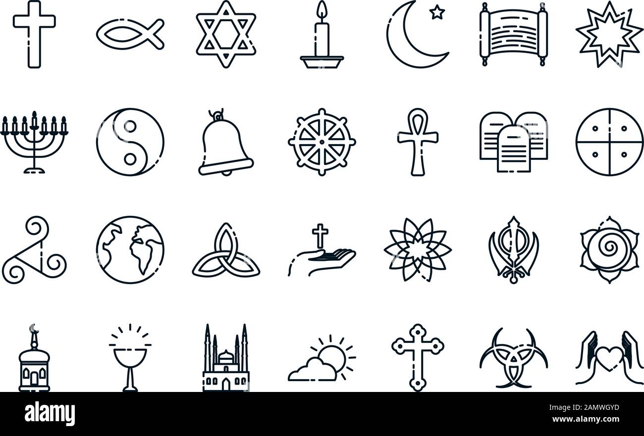 Icon set of world religious world symbols vector design Stock Vector ...