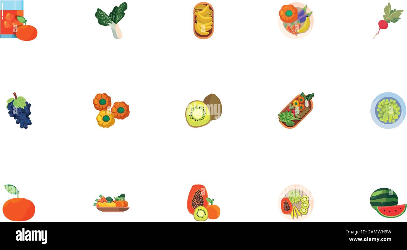 Icon set design, healthy organic food fresh natural market product ...
