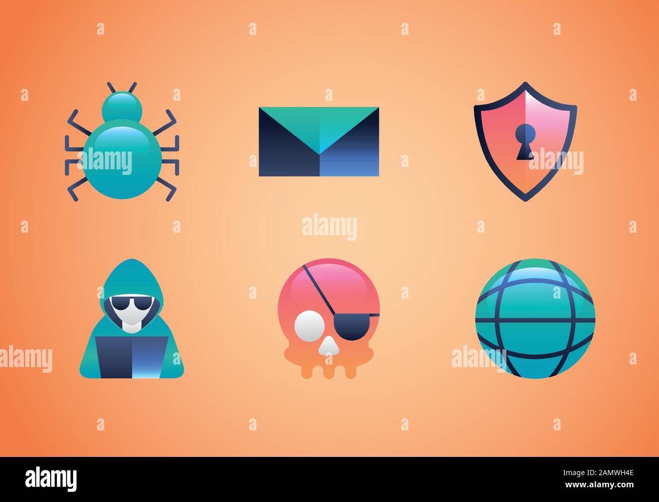 bundle of cyber security set icons Stock Vector Image & Art - Alamy
