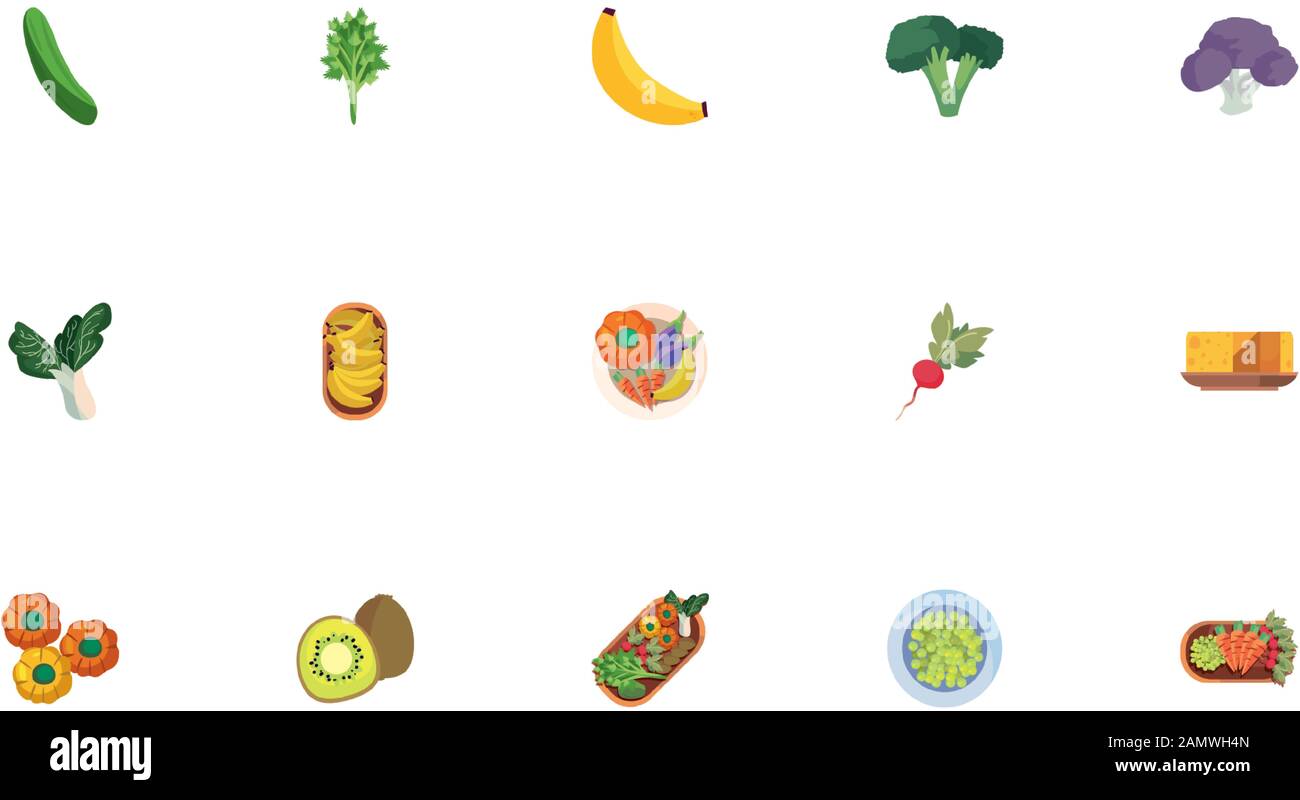 Icon set design, healthy organic food fresh natural market product ...