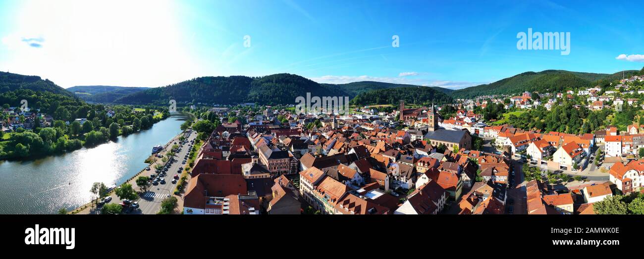 Eberbach am Neckar from above Stock Photo
