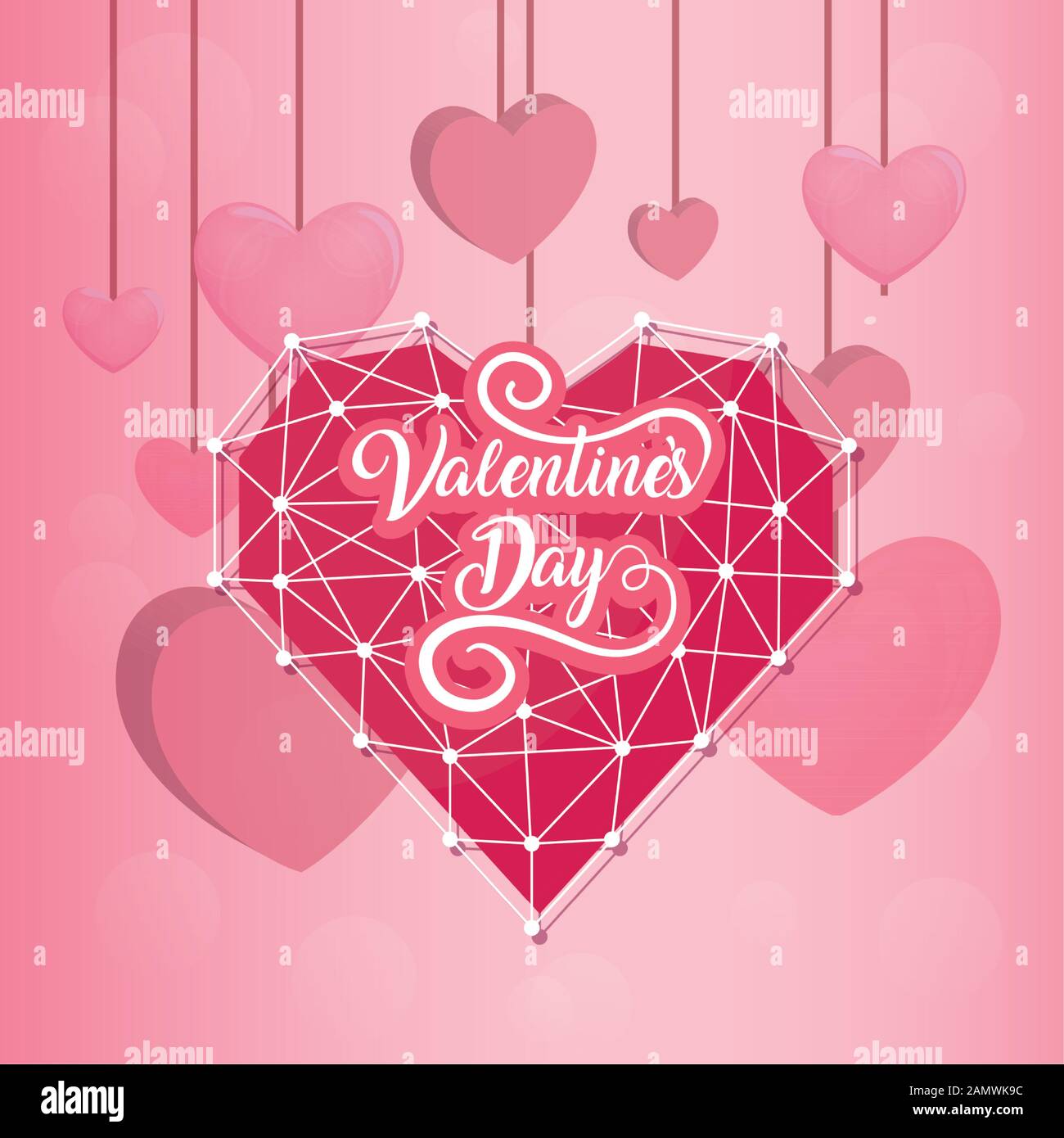 Pink hearts design of Happy valentines day love passion romantic ...