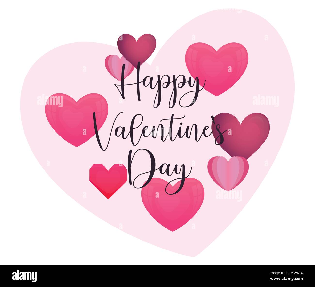 Pink hearts design of Happy valentines day love passion romantic ...