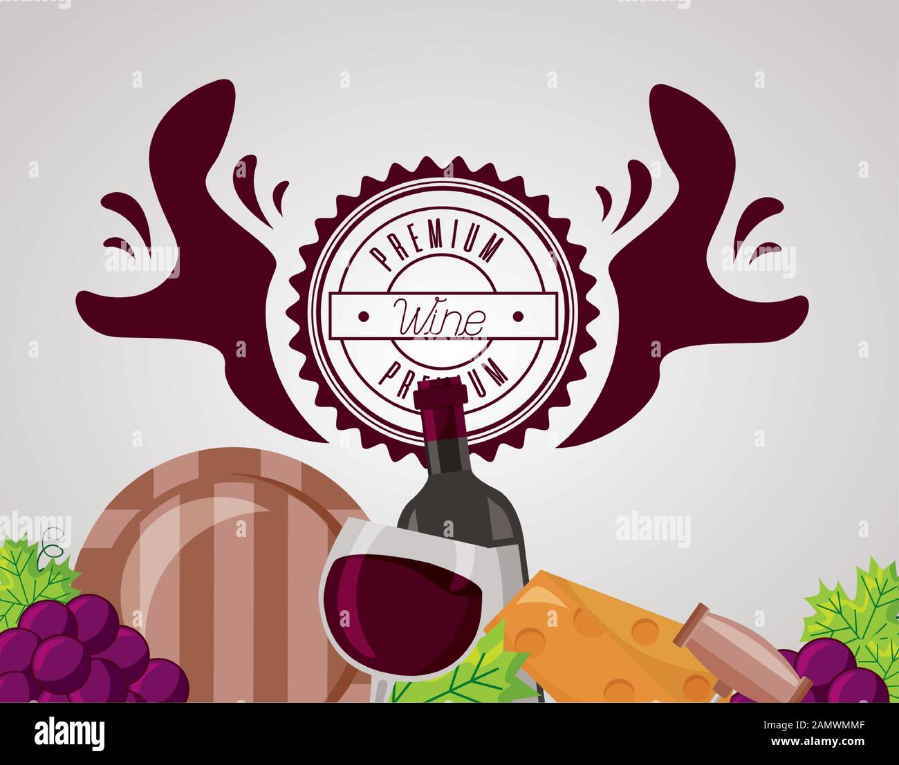 wine house poster with set icons Stock Vector