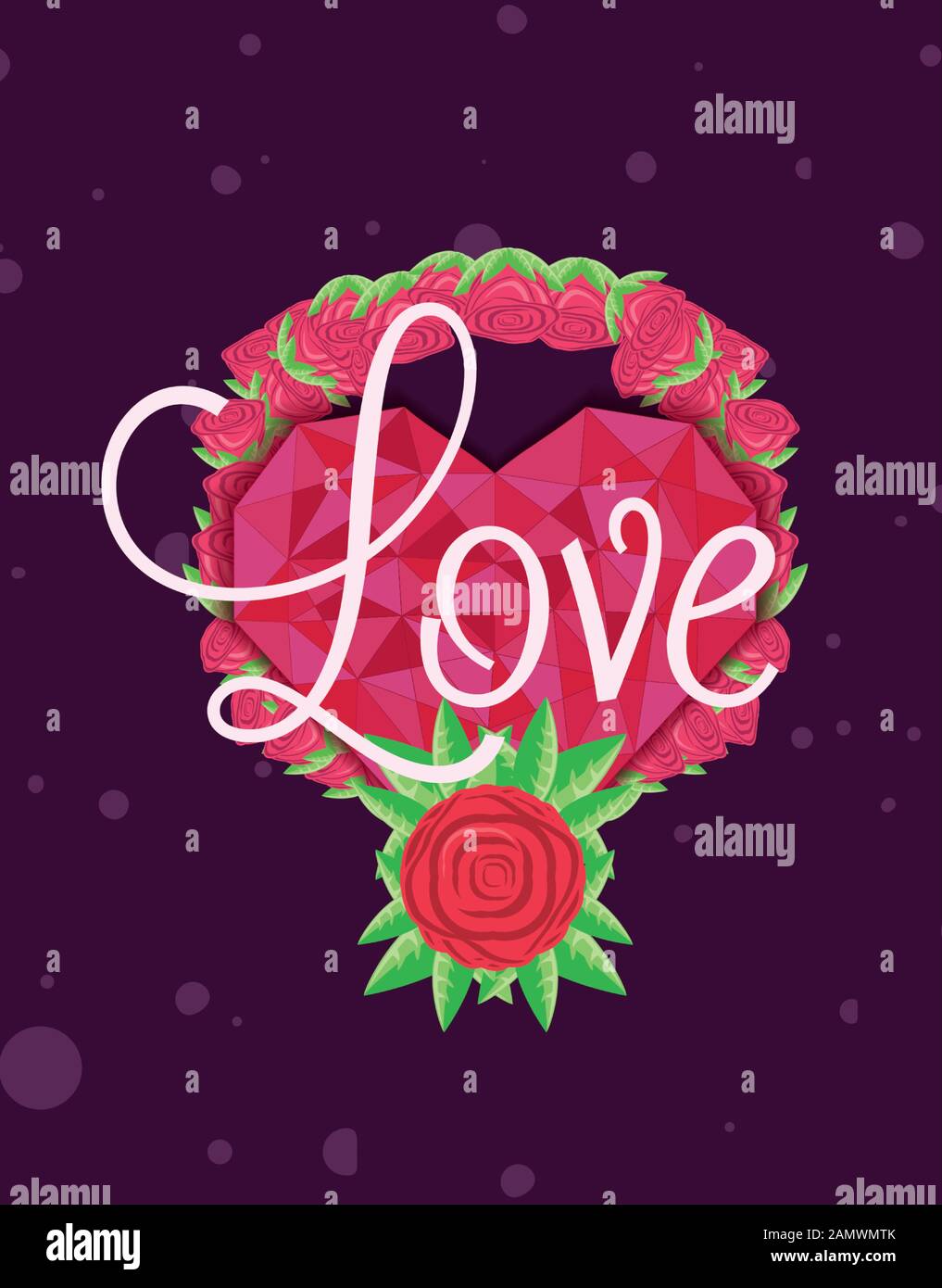 Pink heart with roses design of love passion romantic valentines day ...