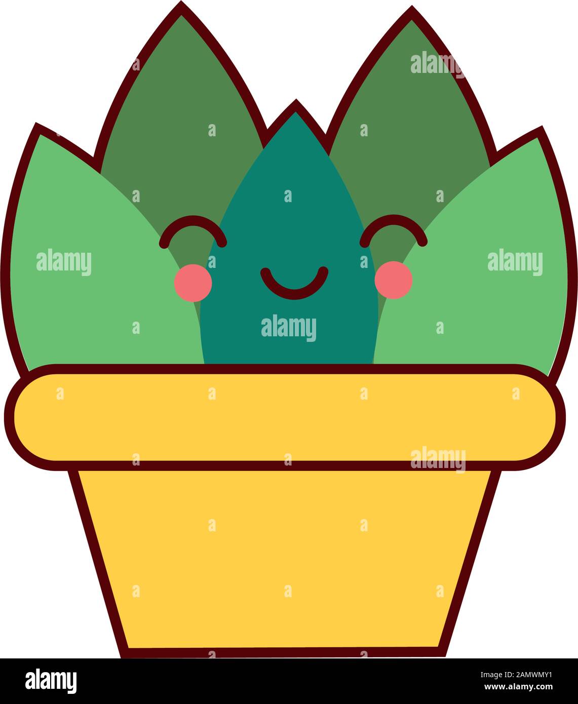 cute house plant in pot kawaii character icon Stock Vector Image & Art ...