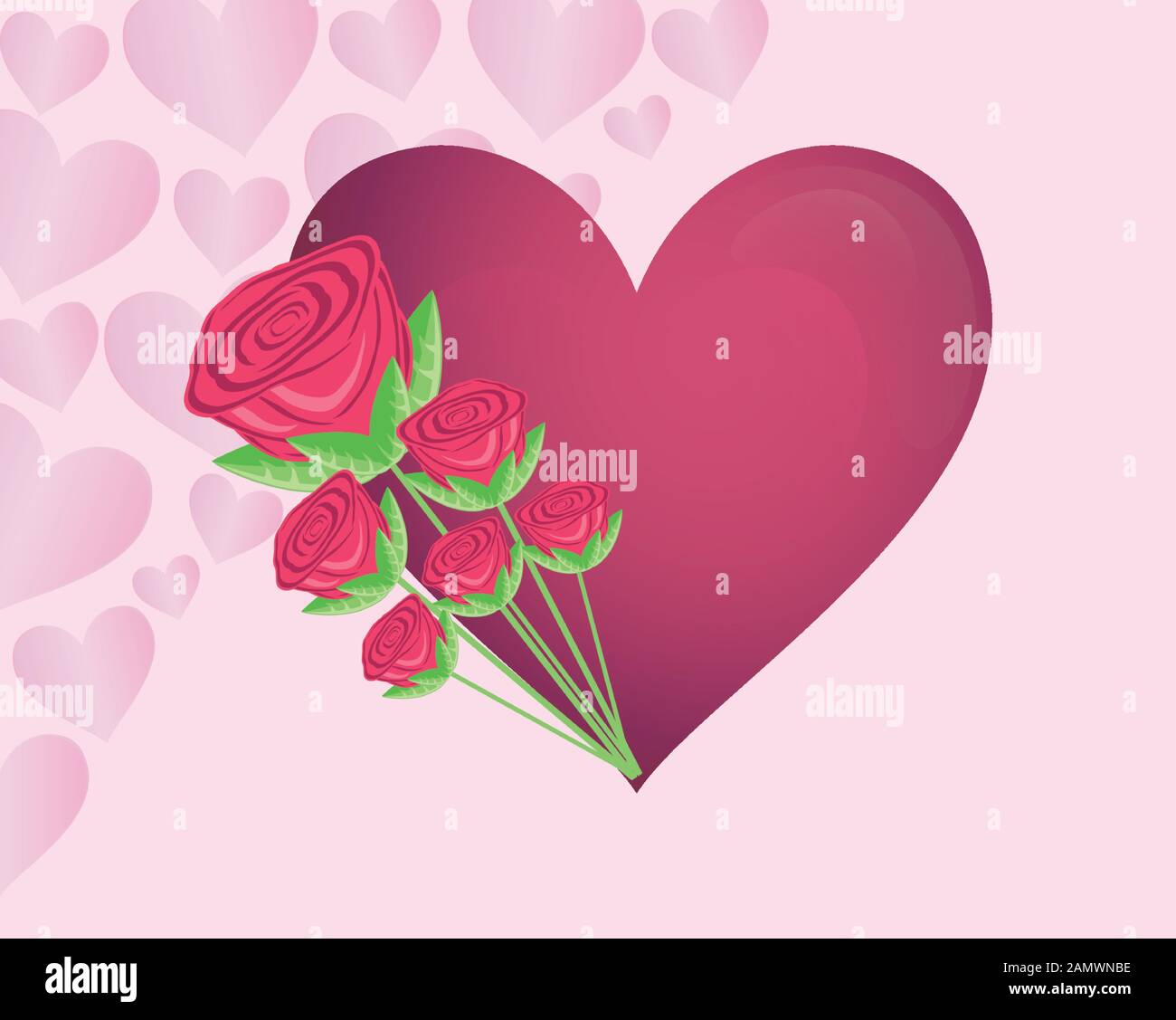 Heart and roses design of Happy valentines day love passion romantic ...