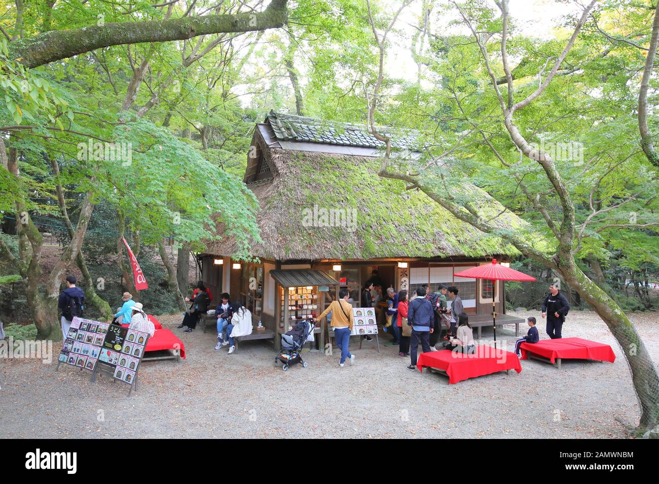 Unidentified people visit Nara park cafe restaurant Nara Japan Stock Photo