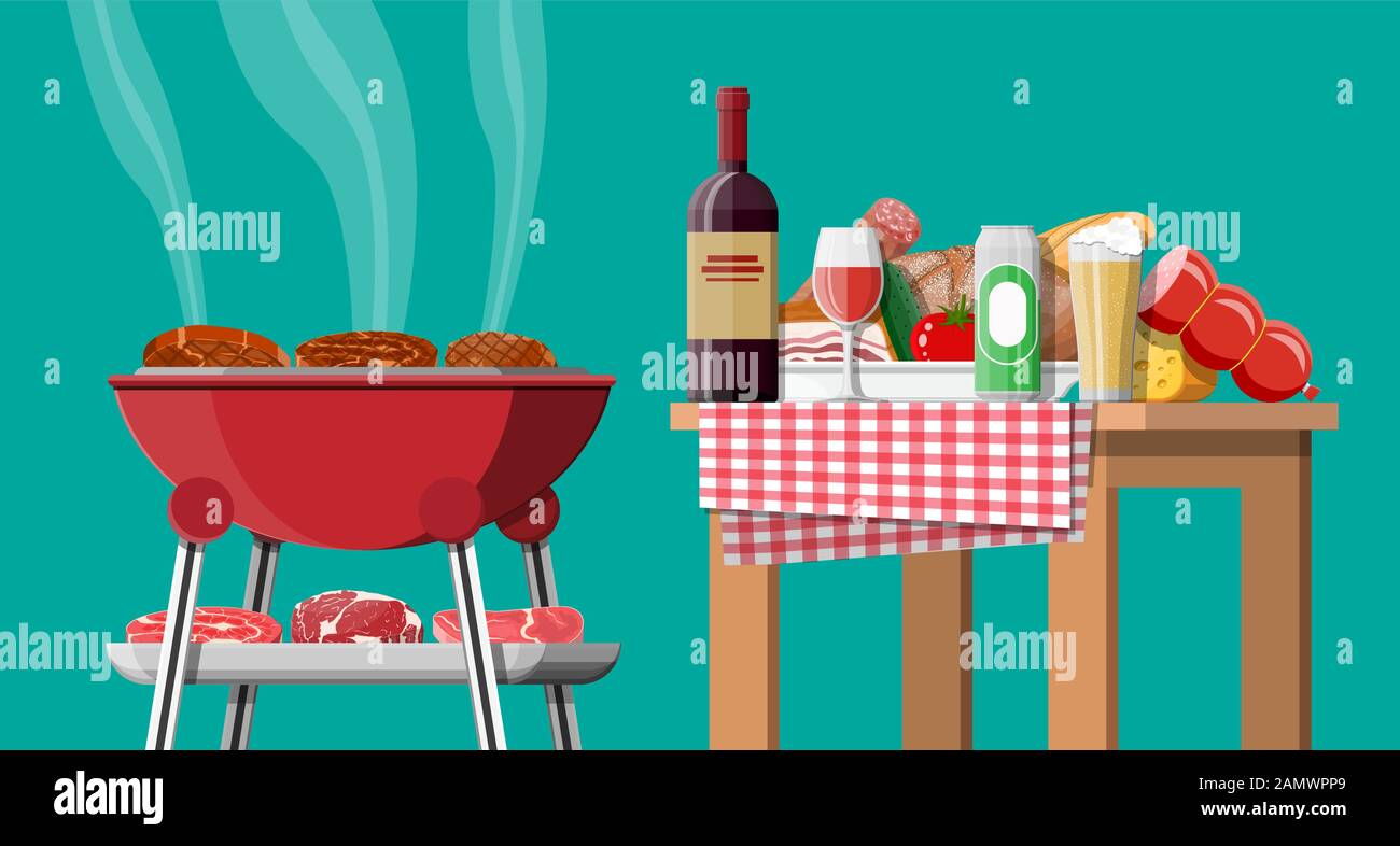 Bbq party on backyard Stock Vector Images - Alamy