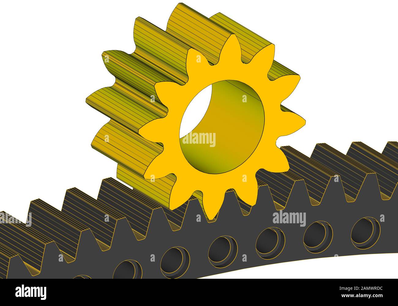Gear and cogwheel 3D solid in white backround Stock Photo