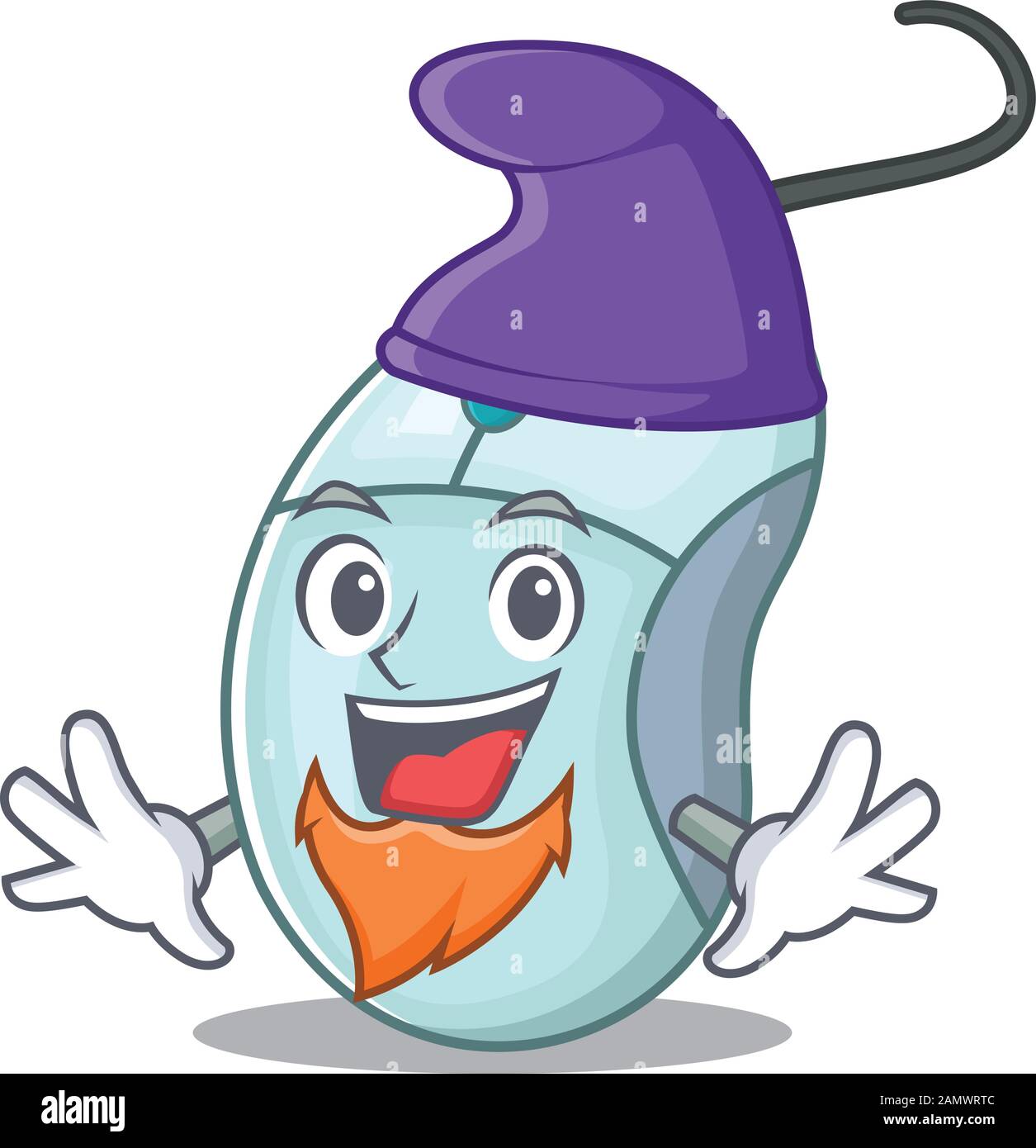 Funny computer mouse cartoon mascot performed as an Elf Stock Vector