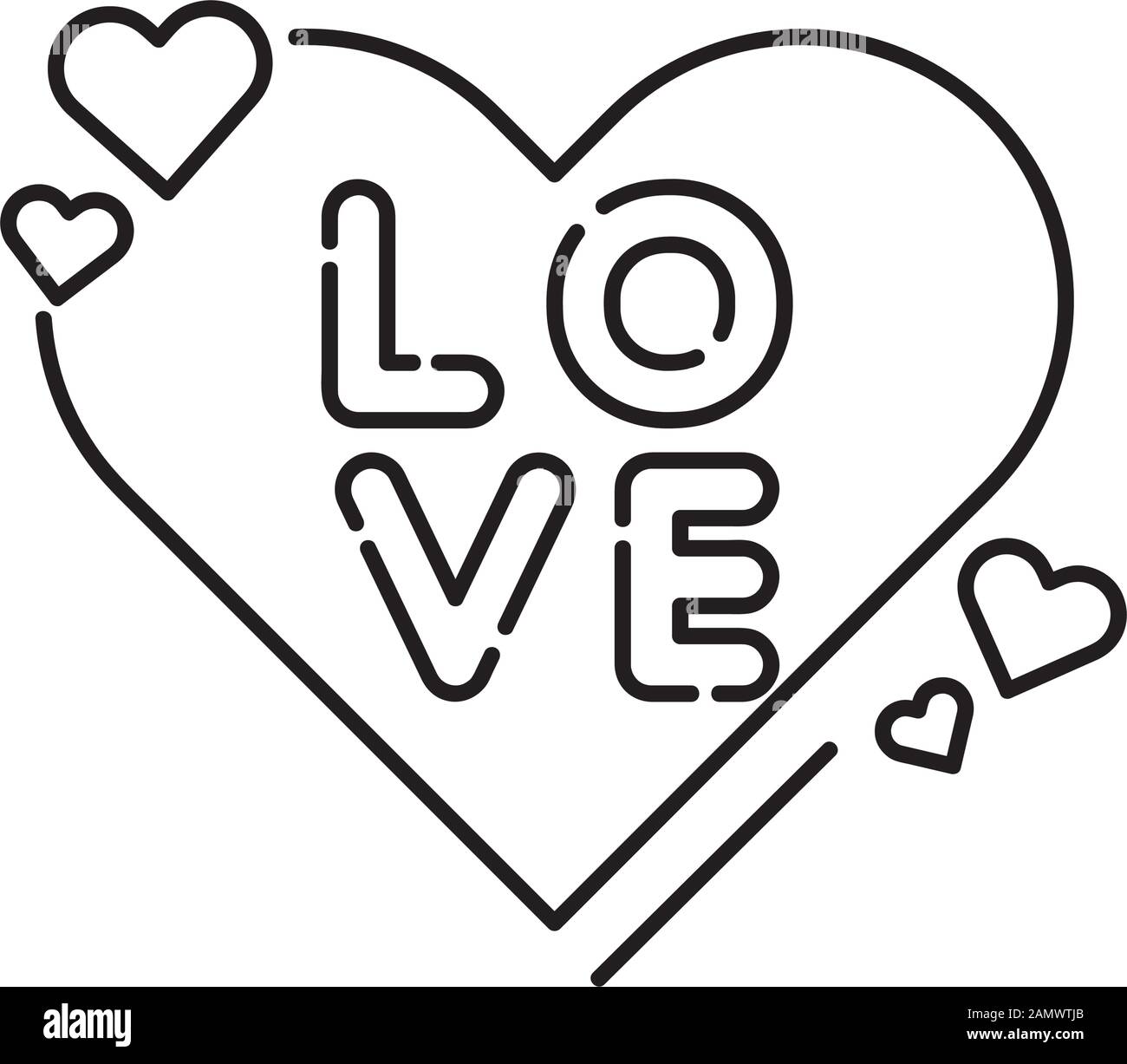 love lettering in heart isolated icon Stock Vector Image & Art - Alamy
