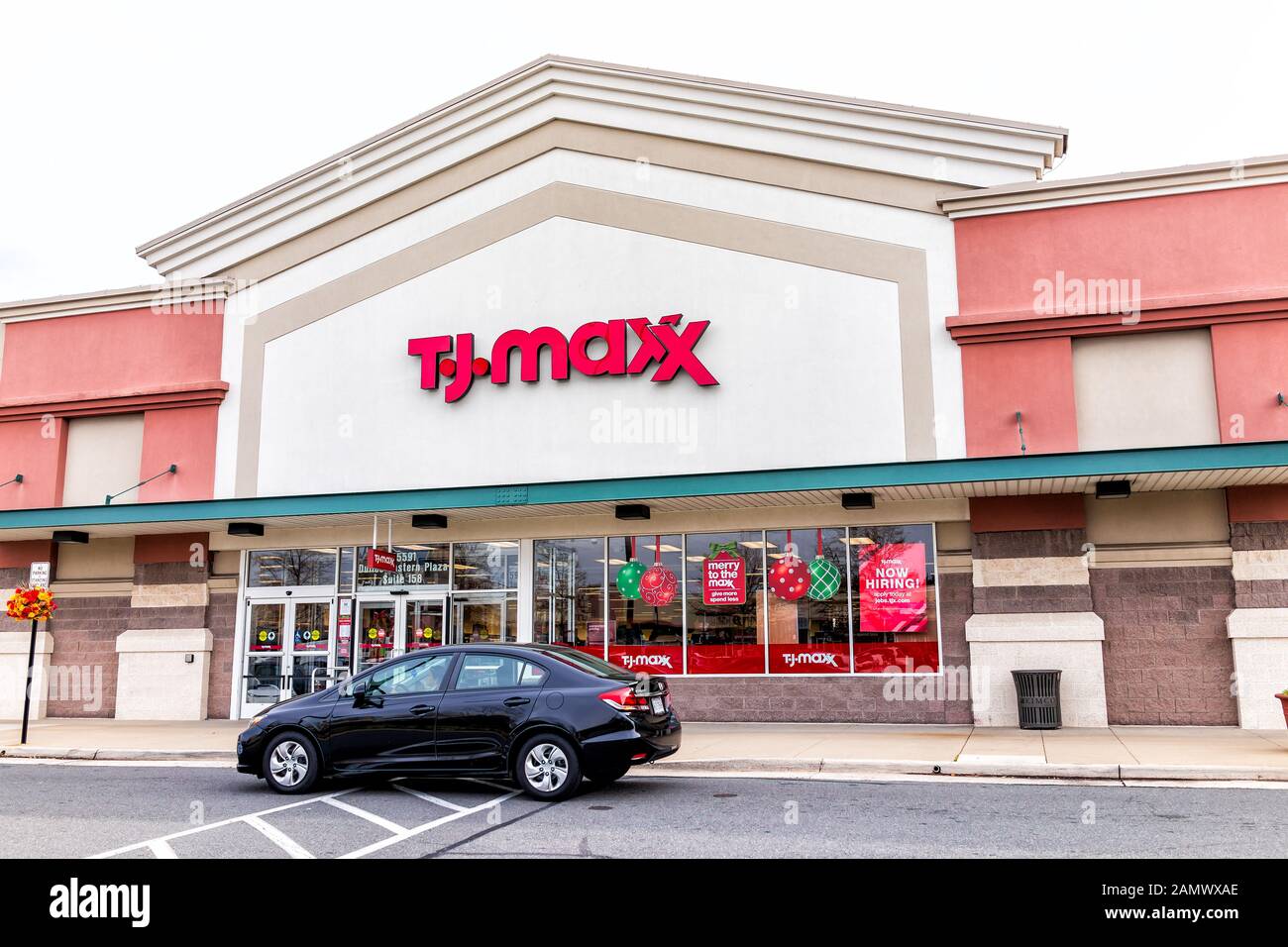 Sterling, USA November 21, 2019 TJ Maxx storefront with sign by