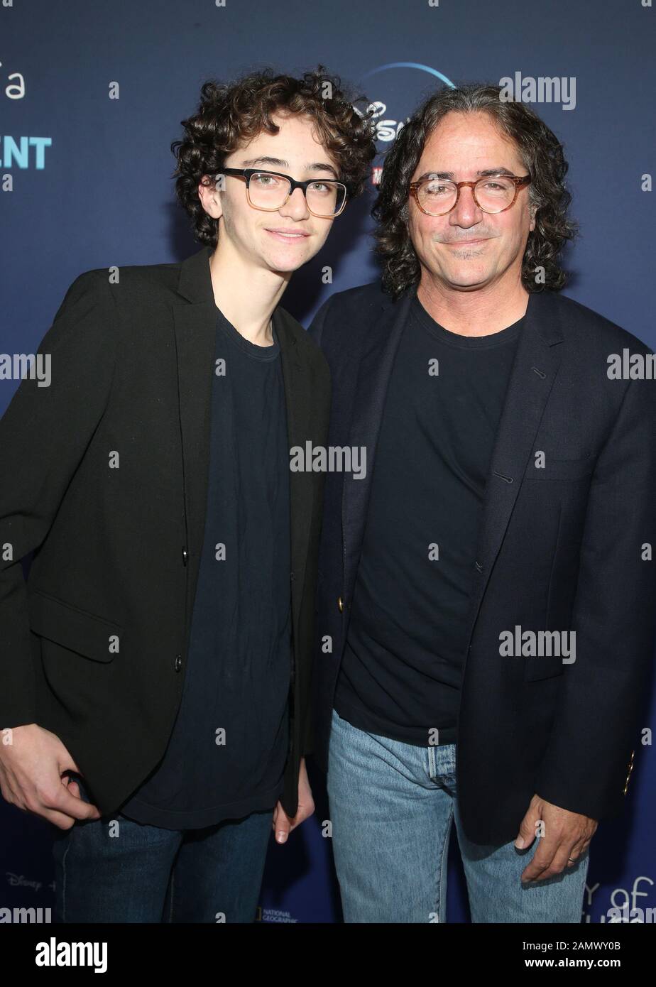Hollywood, California, USA. 14th Jan, 2020. Brad Silberling, Bodhi Russell Silberling. Premiere Of Disney  's 'Diary Of A Future President held at the ArcLight Cinemas. Credit: FS/AdMedia/Newscom/Alamy Live News Stock Photo