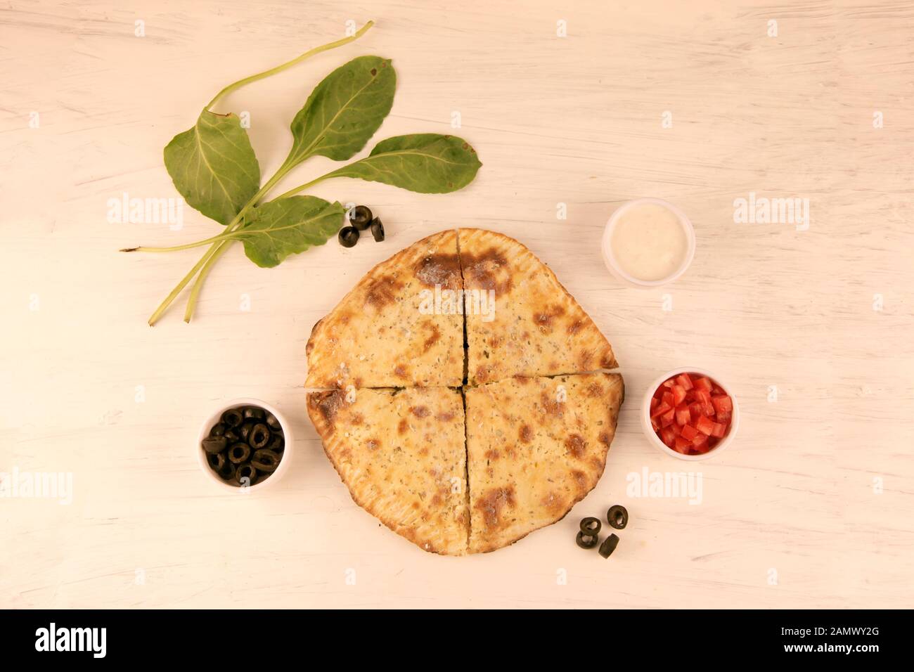 Healthy Stuffed Calzone Naan with Greens and Vegetables, Chicken Olives