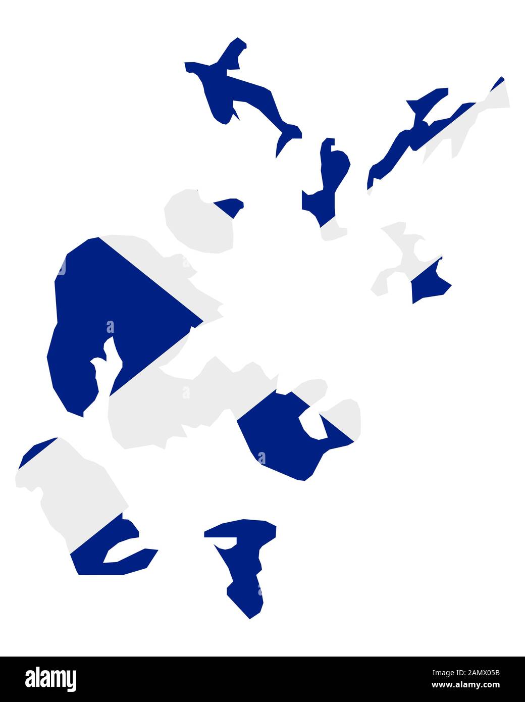 Flag in map of Orkney Stock Photo