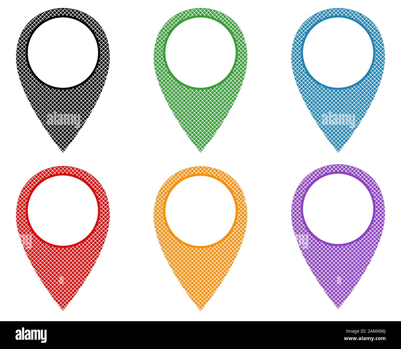 Locator pins in various patterns Stock Photo