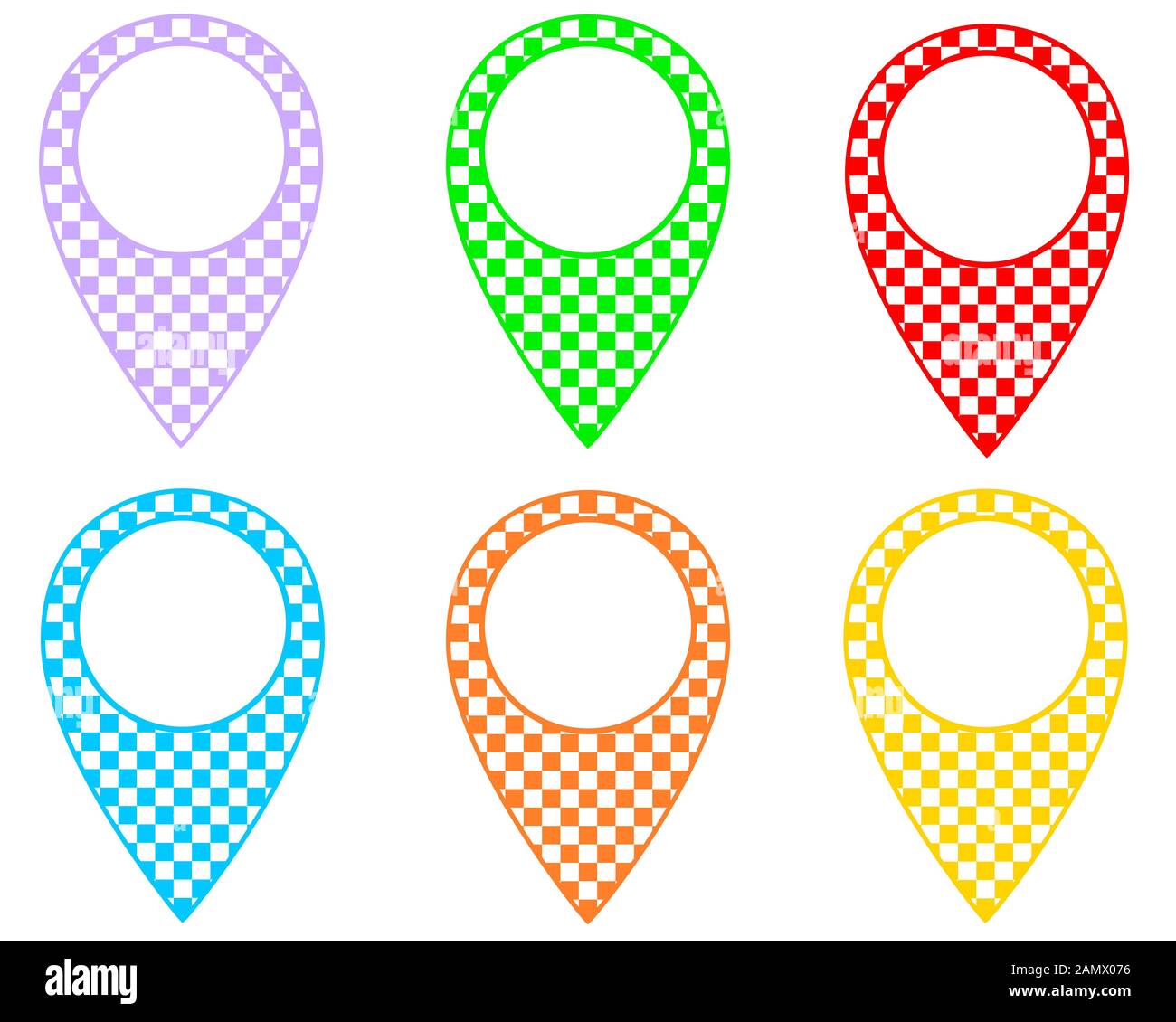 Locator pins in various patterns Stock Photo